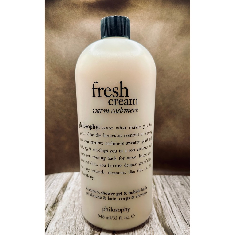 Philosophy Fresh Cream Warm Cashmere 3-in-1 Shampoo Shower Gel Bubble Bath 32oz - Picture 2 of 4